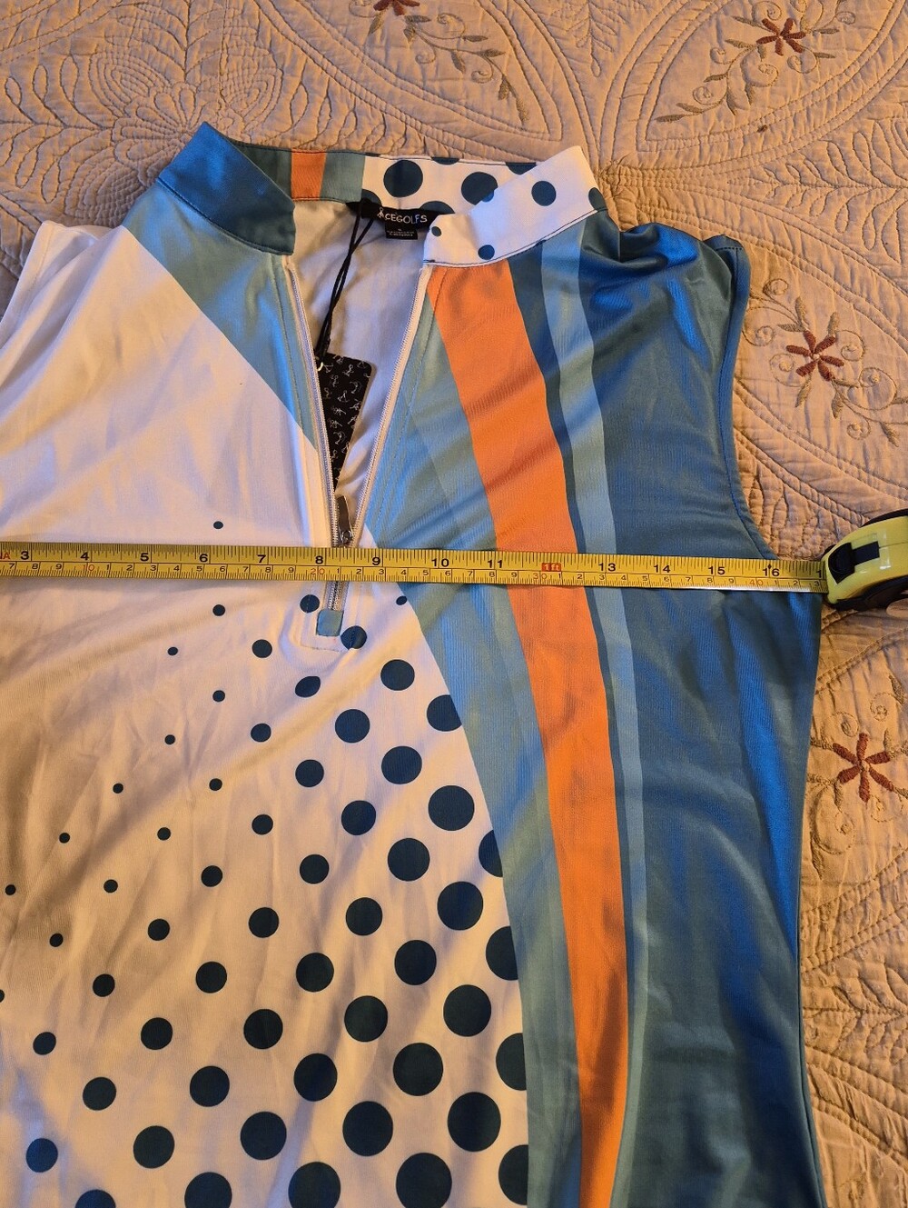 Acegolfs Sleeveless Active Dress in Blue, Teal and Orange - Sporty Zip Front - Picture 9 of 9
